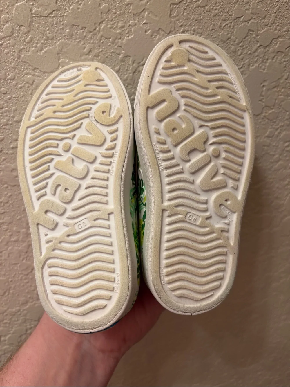 Native Shoes Green Tropical Palm Tree Print Slip-On Shoes Jefferson Style C8